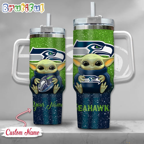 NFL Seattle Seahawks Tumbler Baby Yoda Customzed Handle Cup