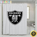 NFL Sick Logo Of Raiders Shower Curtain Set For Bathroom Decor