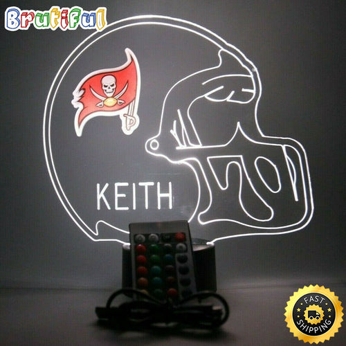 NFL Tampa Bay Buccaneers Night Light Up Table Lamp Football Helmet Sports LED Light