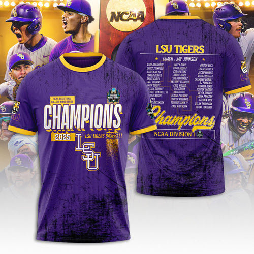 LSU Tigers Baseball 2025 National Champions 3D Apparel – NGHIAVT 2910