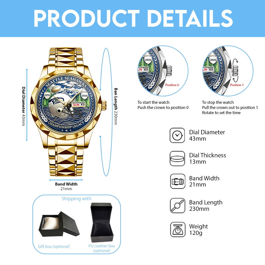 Seattle Seahawks 50th Anniversary 2026 Alloy Luxury Quartz Watch – NGHIAVT9267