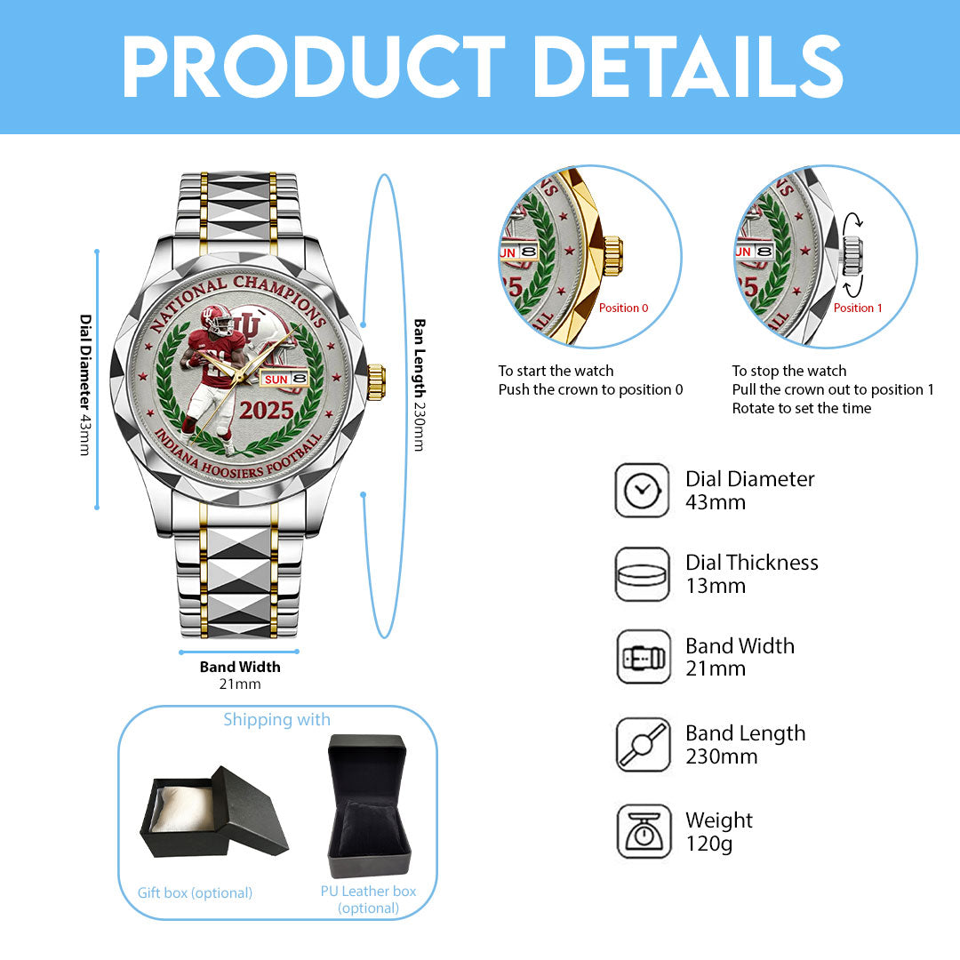 Indiana Hoosiers Football 2025 National Championship Alloy Luxury Quartz Watch – NGHIAVT9497
