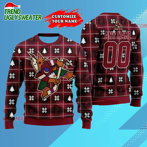 NHL Arizona Coyotes Personalized Snow Tree Ugly Christmas Sweater