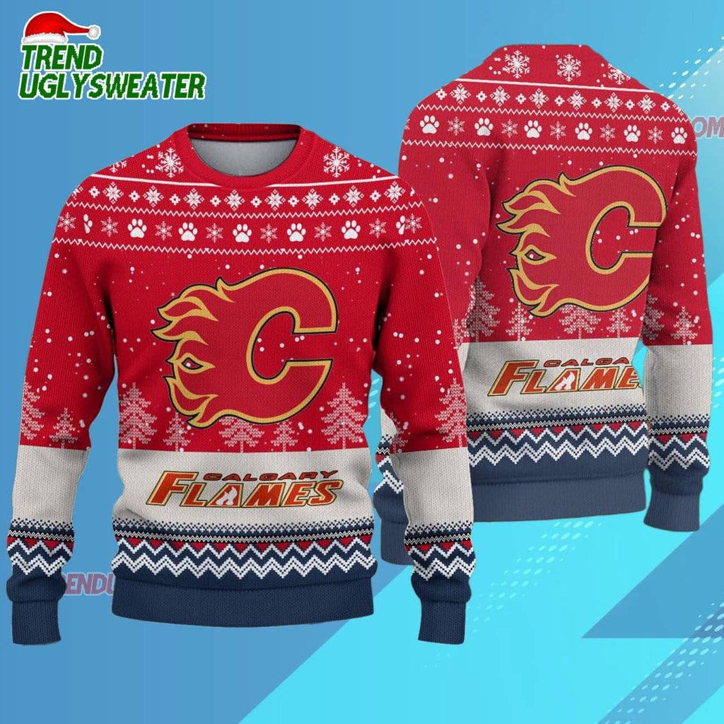 NHL Calgary Flames Hockey Team Design New Ugly Christmas Sweater