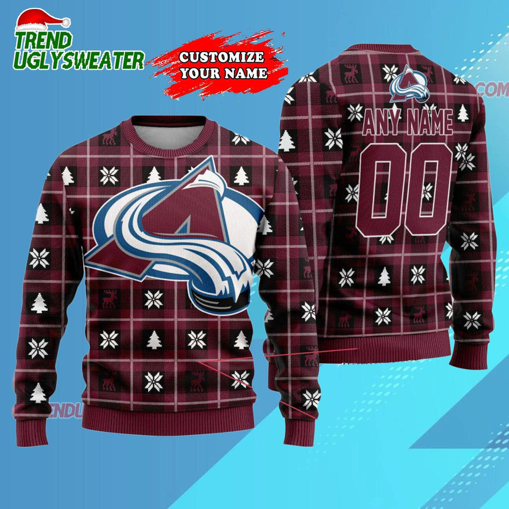 NHL Colorado Avalanche Personalized Snow Tree Ugly Christmas Sweater