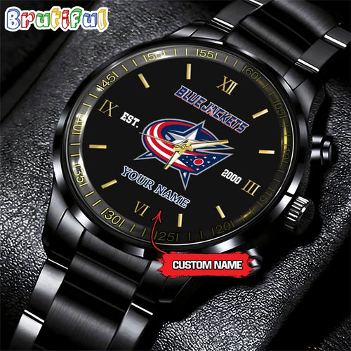 NHL Columbus Blue Jackets Black Fashion Watch Custom Hockey Game Time
