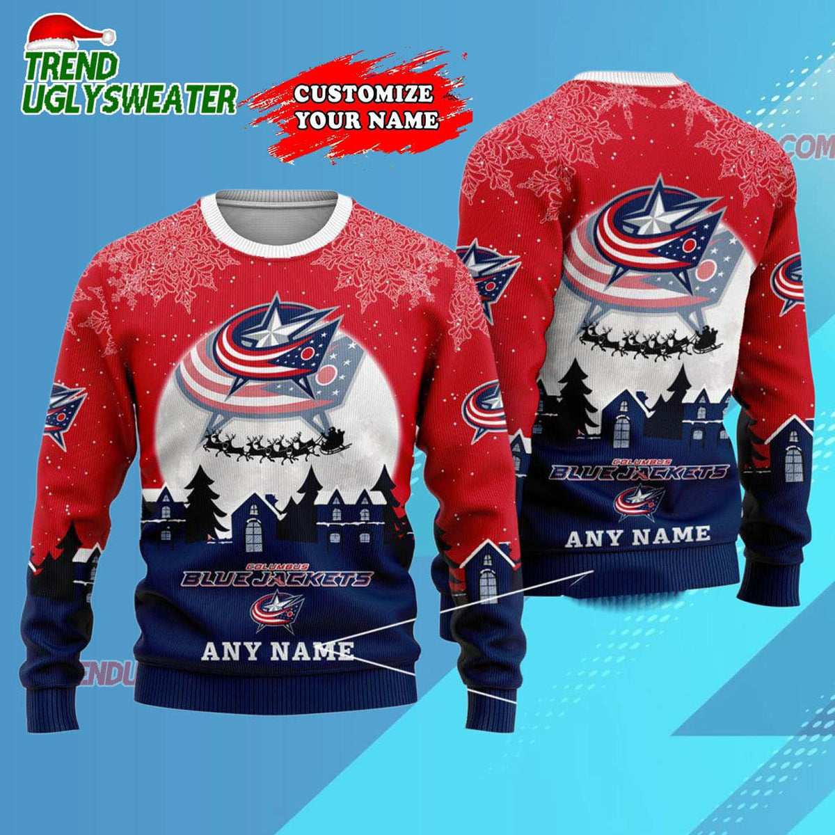 NHL Columbus Blue Jackets Hockey New Design Litmited Christmas Ugly Sweater