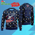 NHL Columbus Blue Jackets Personalized Snow Tree Ugly Christmas Sweater