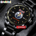 NHL Edmonton Oilers Black Fashion Watch Custom Hockey Game Time
