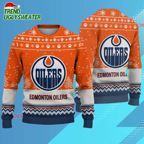 NHL Edmonton Oilers Hockey Team Design New Ugly Christmas Sweater