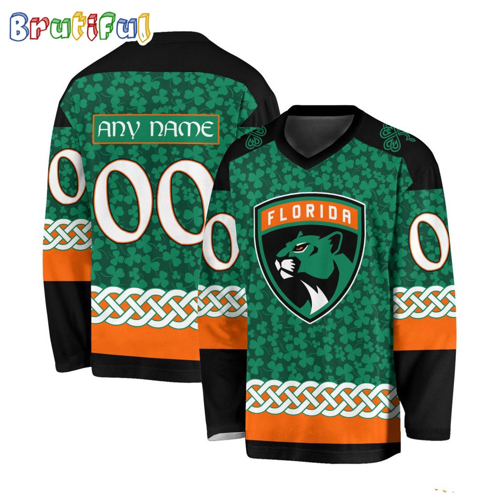 NHL Florida Panthers Jersey Special St.Patrick’s Day Design Hockey Jersey