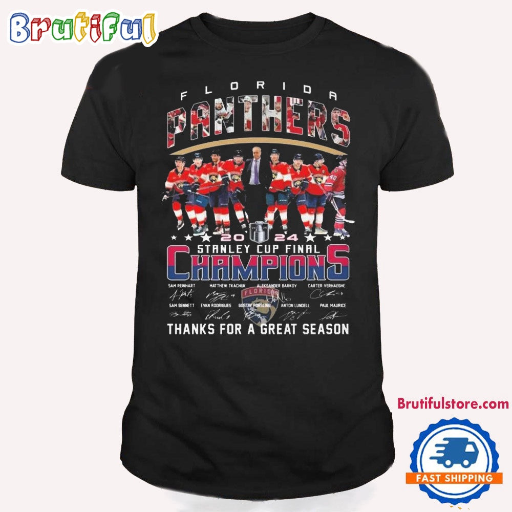 NHL Florida Panthers Stanley Cup 2023-2024 Thank You For Great Season Signatures T Shirt