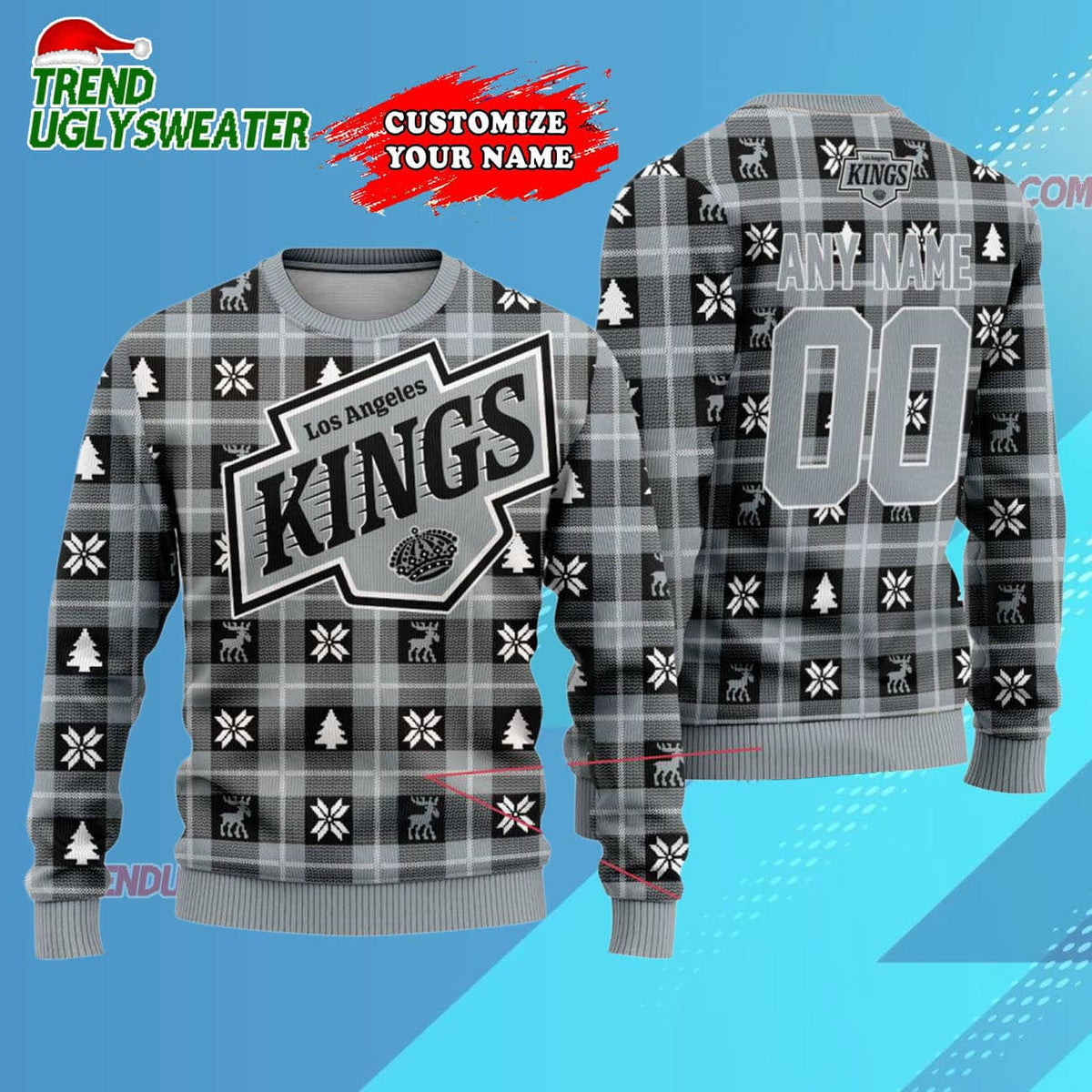 NHL Los Angeles Kings Personalized Snow Tree Ugly Christmas Sweater