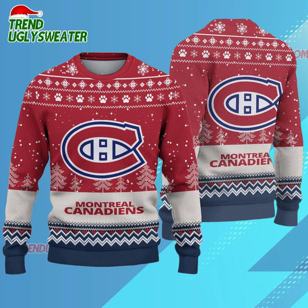 NHL Montreal Canadiens Hockey Team Design New Ugly Christmas Sweater