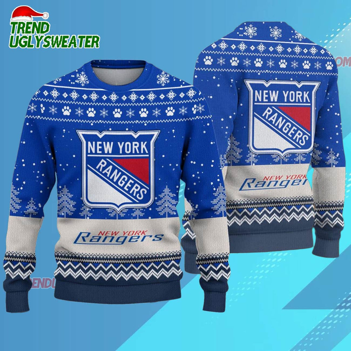 NHL New York Rangers Hockey Team Design New Ugly Christmas Sweater