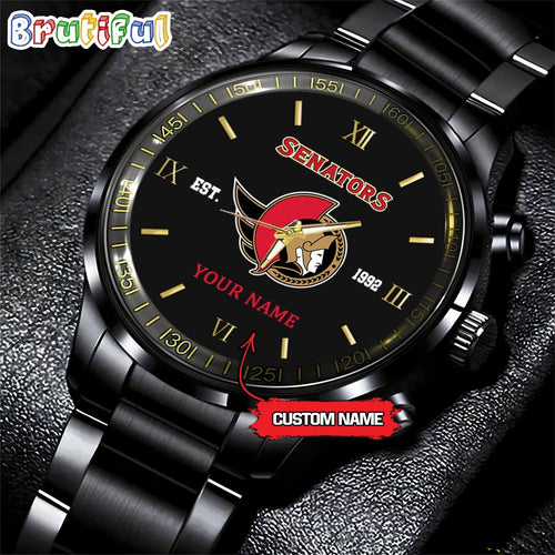 NHL Ottawa Senators Black Fashion Watch Custom Hockey Game Time