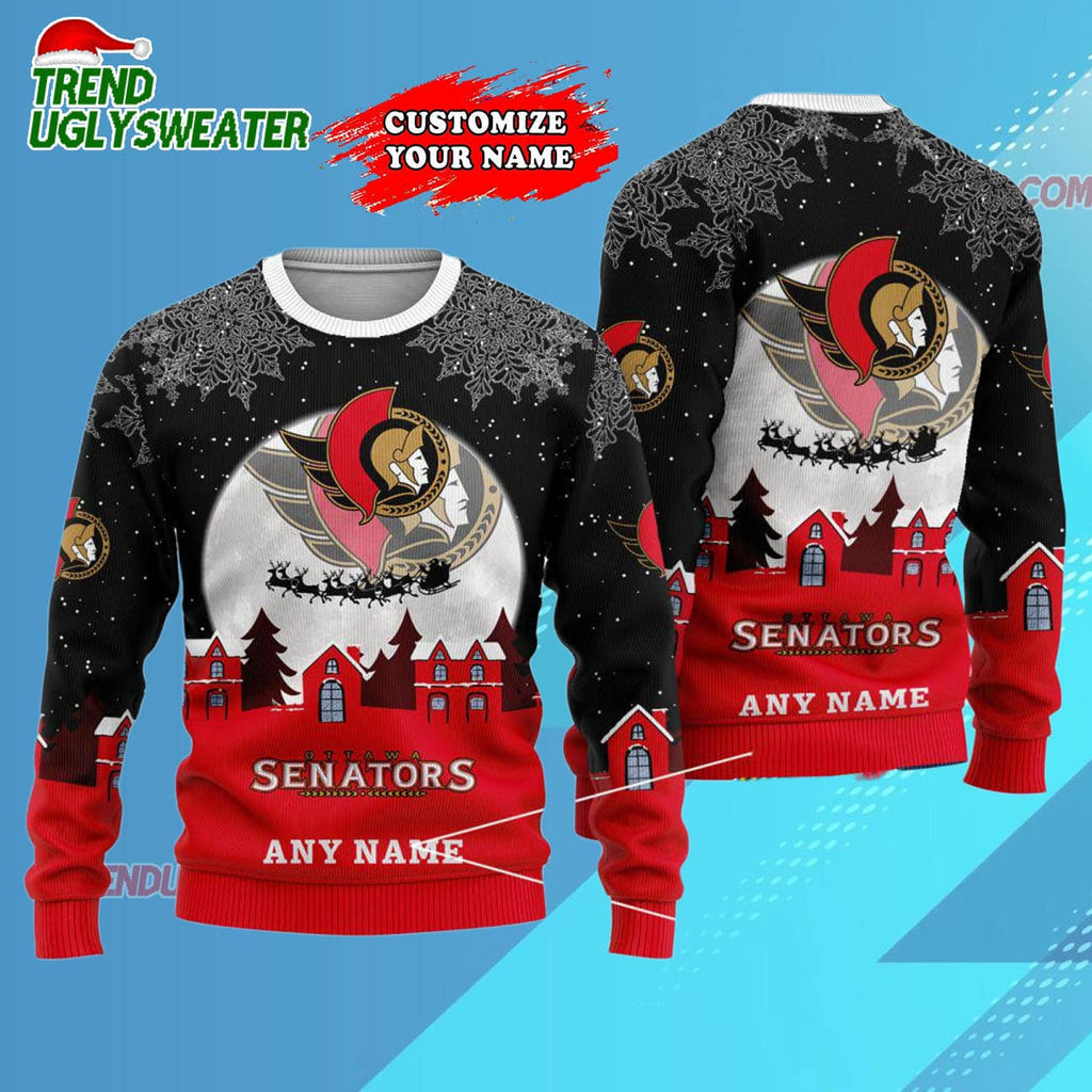 NHL Ottawa Senators Hockey New Design Litmited Christmas Ugly Sweater