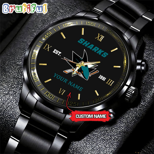 NHL San Jose Sharks Black Fashion Watch Custom Hockey Game Time