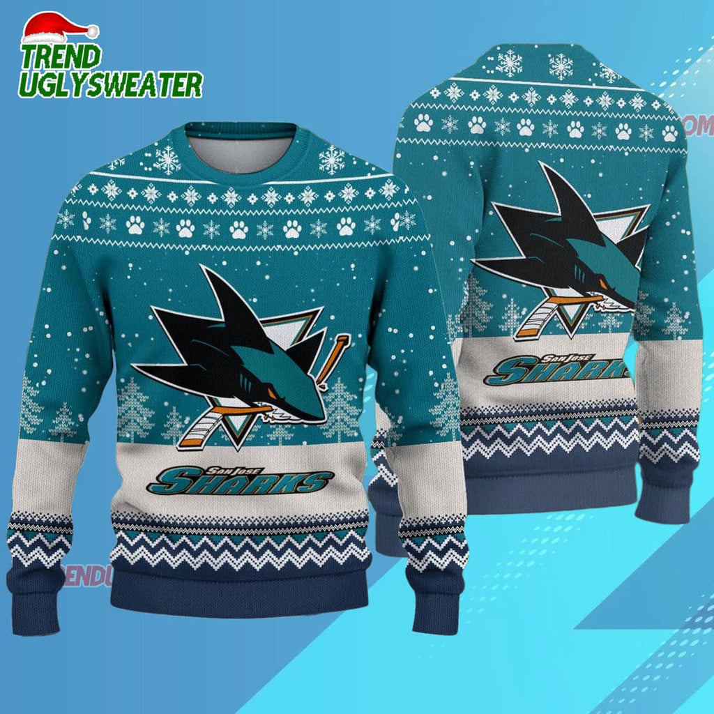 NHL San Jose Sharks Hockey Team Design New Ugly Christmas Sweater