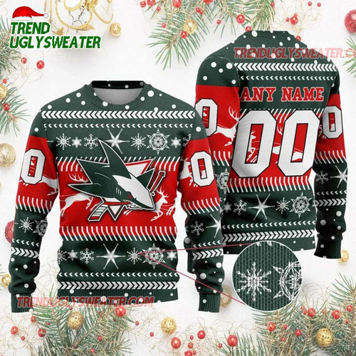 NHL San Jose Sharks Personalized Name & Number Ugly Christmas Sweater