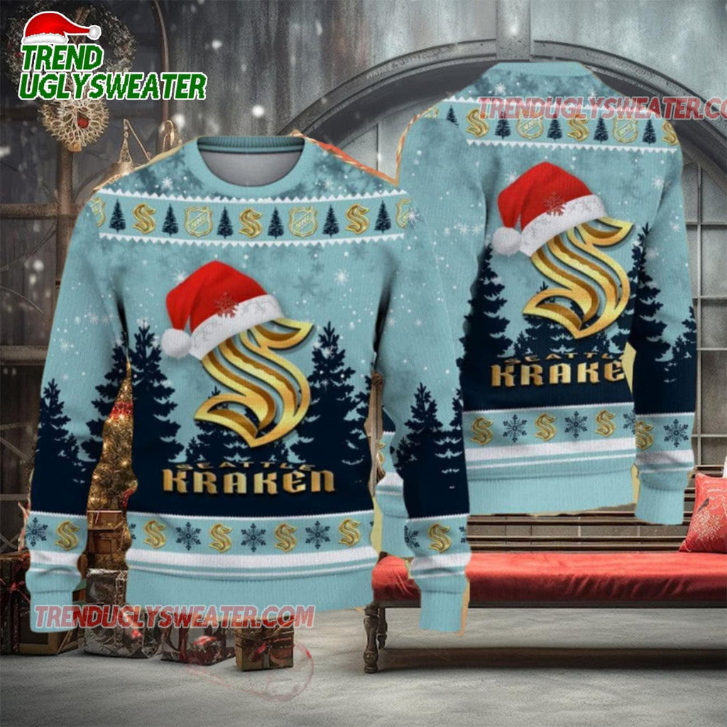 NHL Seattle Kraken Holiday Snowfall Ugly Christmas Sweater