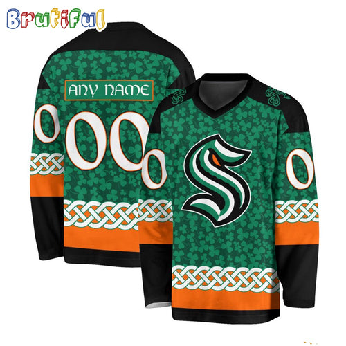 NHL Seattle Kraken Jersey Special St.Patrick’s Day Design Hockey Jersey