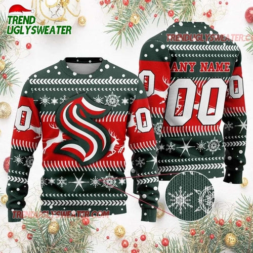 NHL Seattle Kraken Personalized Name & Number Ugly Christmas Sweater
