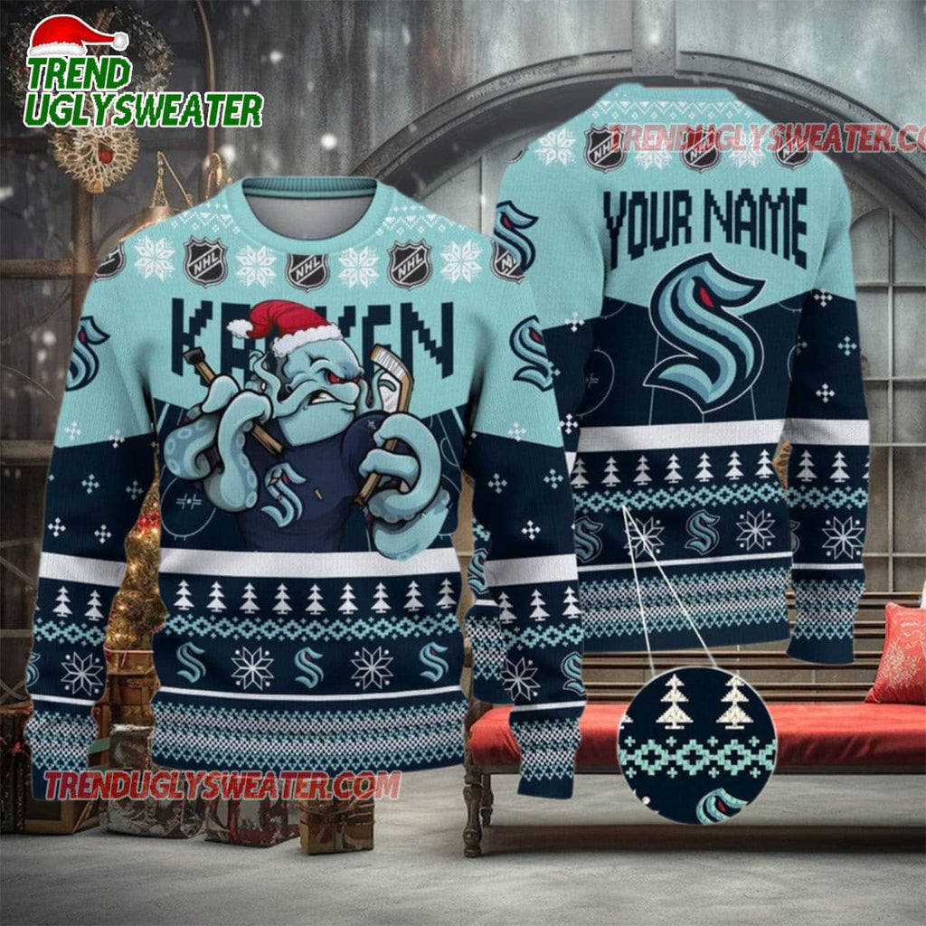 NHL Seattle Kraken Santas Icebreaker Ugly Christmas Sweater