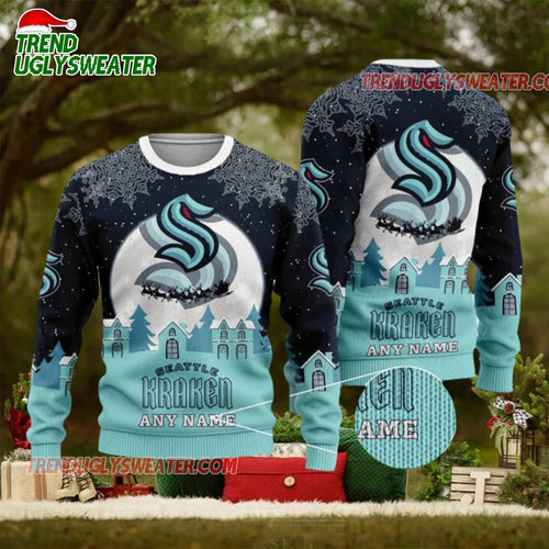 NHL Seattle Kraken Sleigh Ride Adventure Ugly Christmas Sweater