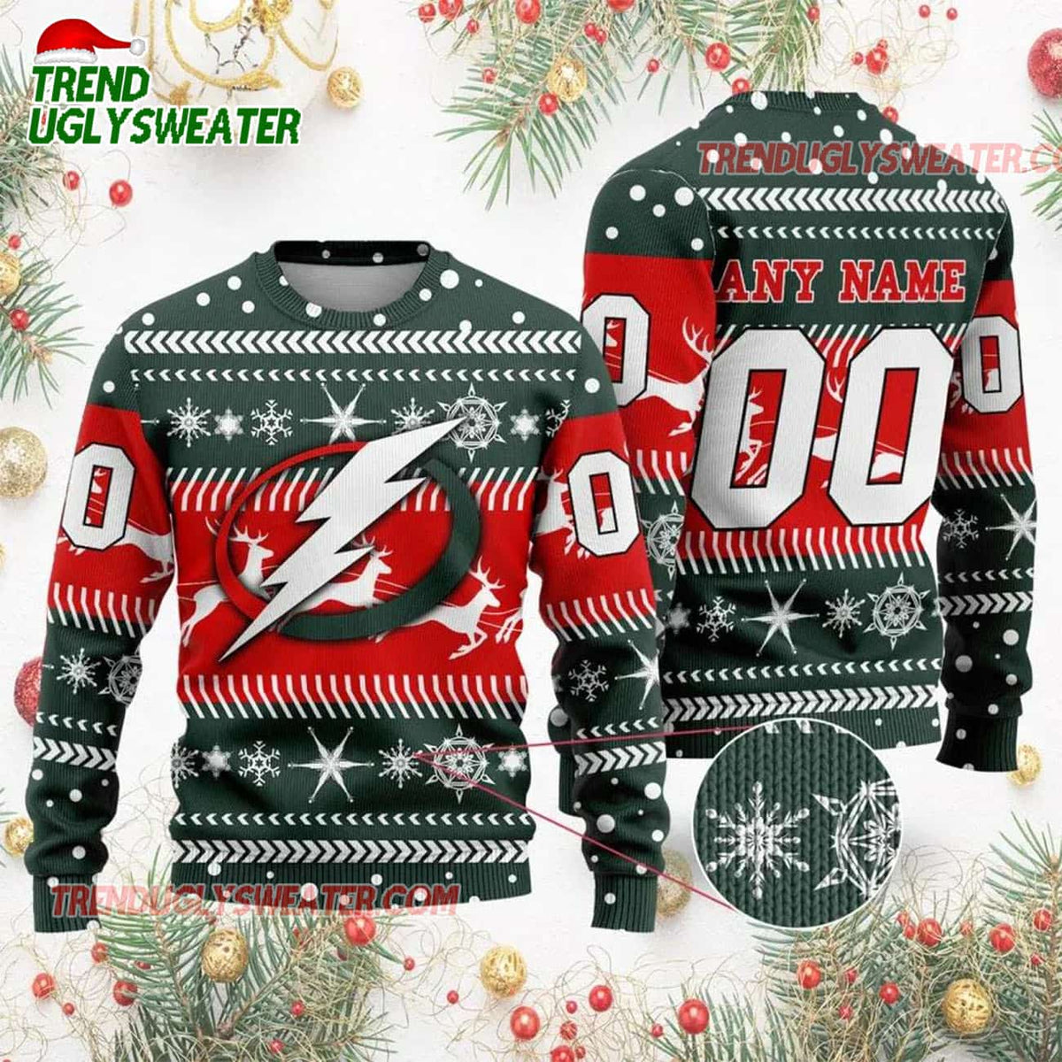 NHL Tampa Bay Lightning Personalized Name & Number Ugly Christmas Sweater