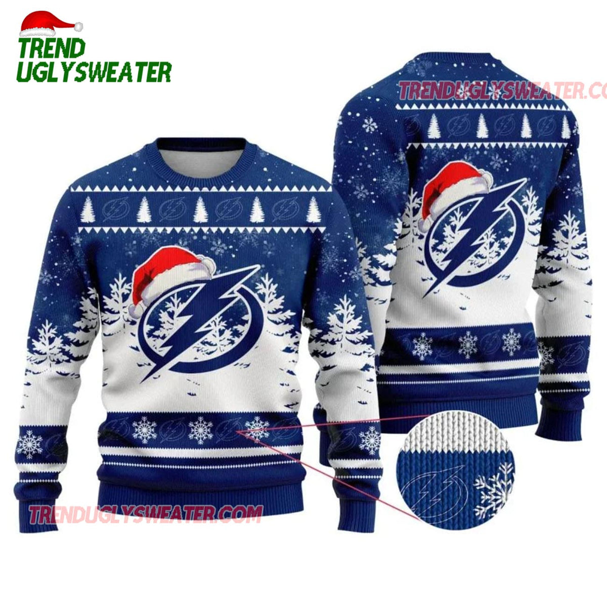 NHL Tampa Bay Lightning Santa Hat Ugly Christmas Sweater