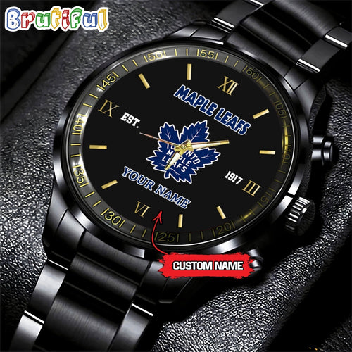 NHL Toronto Maple Leafs Black Fashion Watch Custom Hockey Game Time