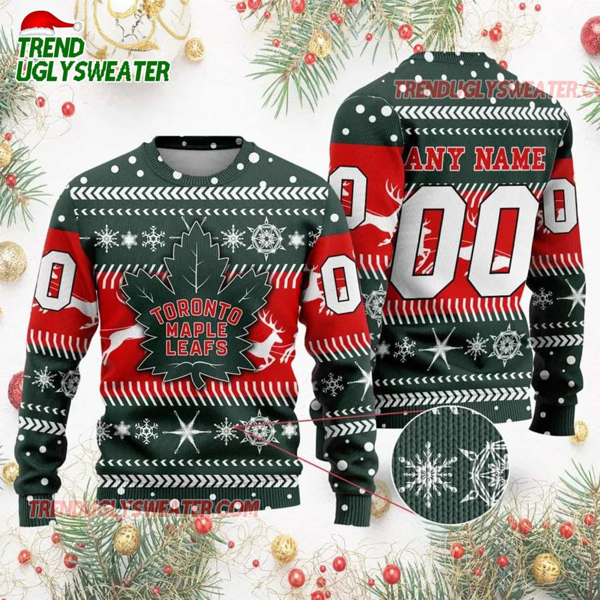 NHL Toronto Maple Leafs Personalized Name & Number Ugly Christmas Sweater