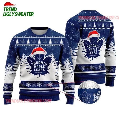 NHL Toronto Maple Leafs Santa Hat Ugly Christmas Sweater