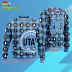 NHL Utah Hockey Club Custom Name And Number Snow Tree Ugly Christmas Ugly Sweater