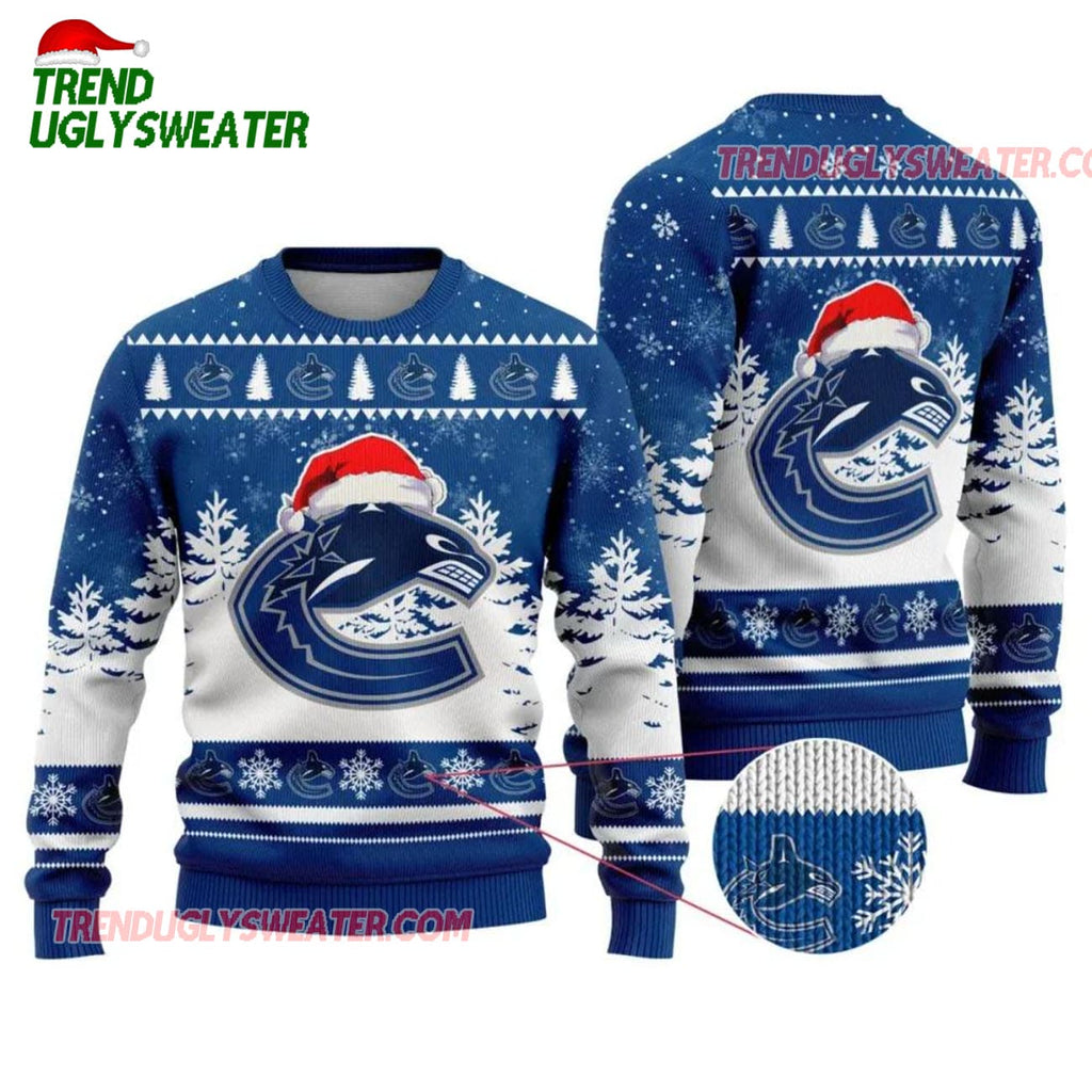 NHL Vancouver Canucks Santa Hat Ugly Christmas Sweater