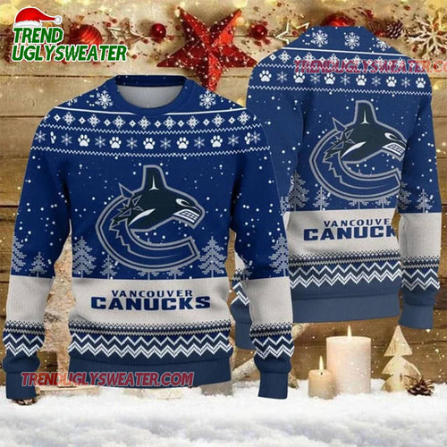 NHL Vancouver Canucks Woolen Big Logo Ugly Christmas Sweater
