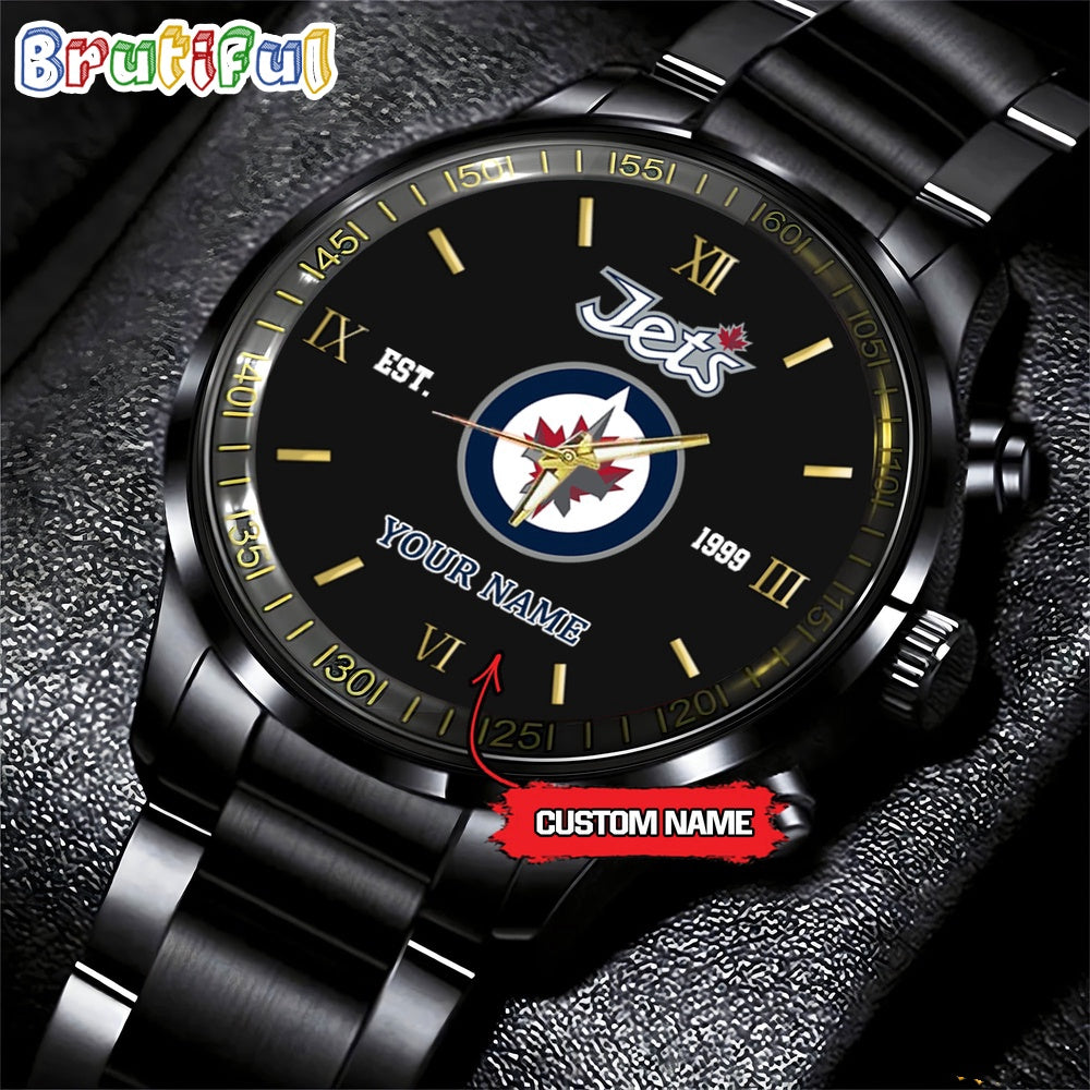 NHL Winnipeg Jets Black Fashion Watch Custom Hockey Game Time