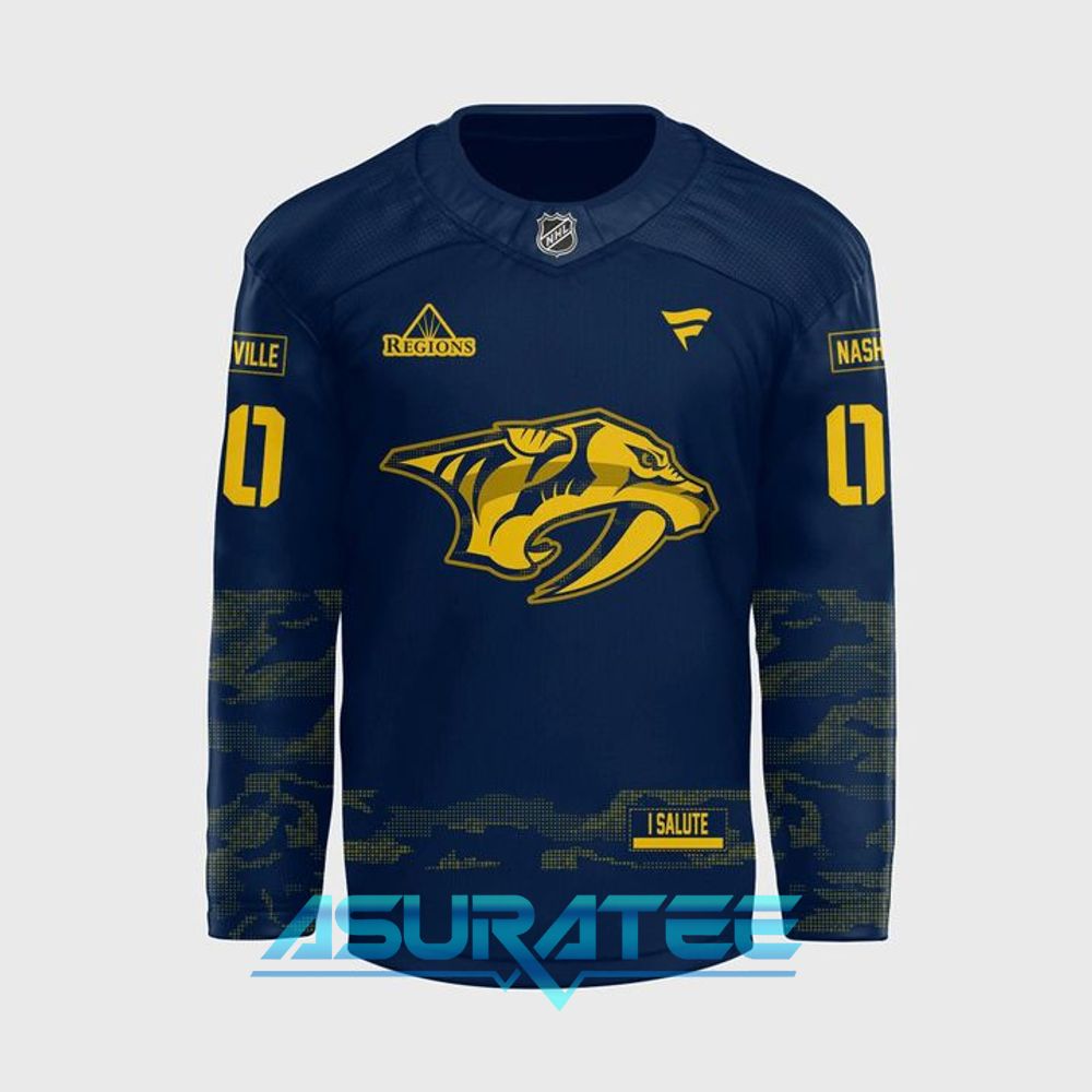 Nashville Predators 2026 Military Salute Limited Edition Blue Hockey Jersey