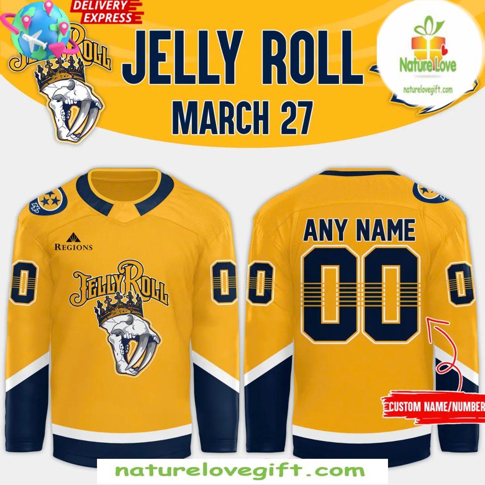 Nashville Predators Jelly Roll 2026 Hockey Jersey NHL Fan Gear
