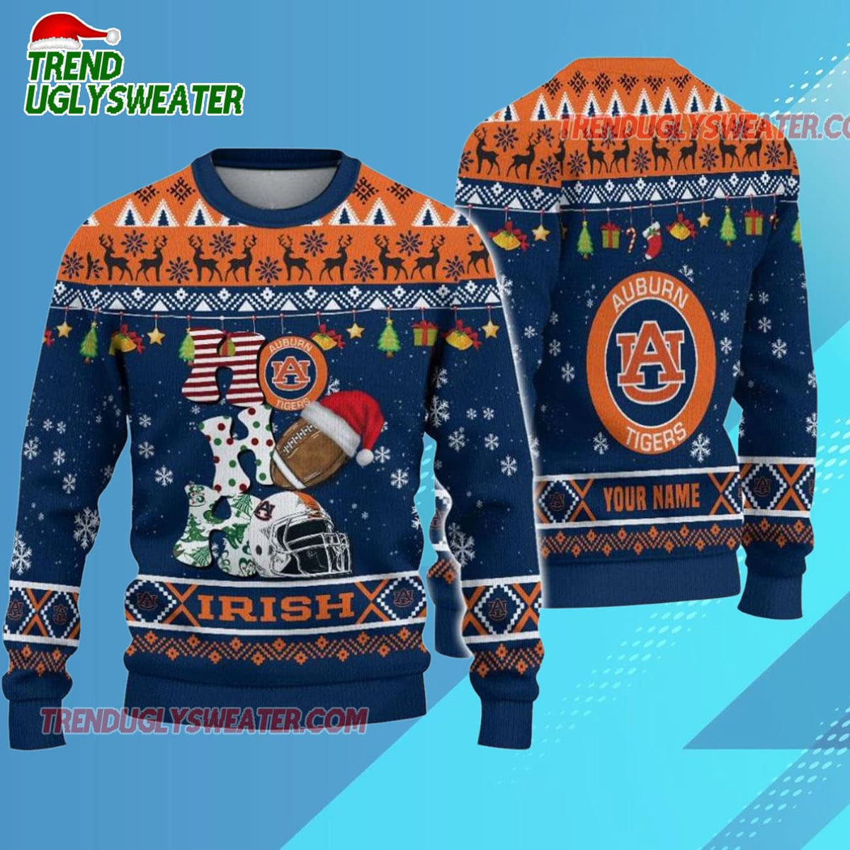 Ncaa Auburn Tigers Football Ho Ho Ho Ugly Christmas Sweater