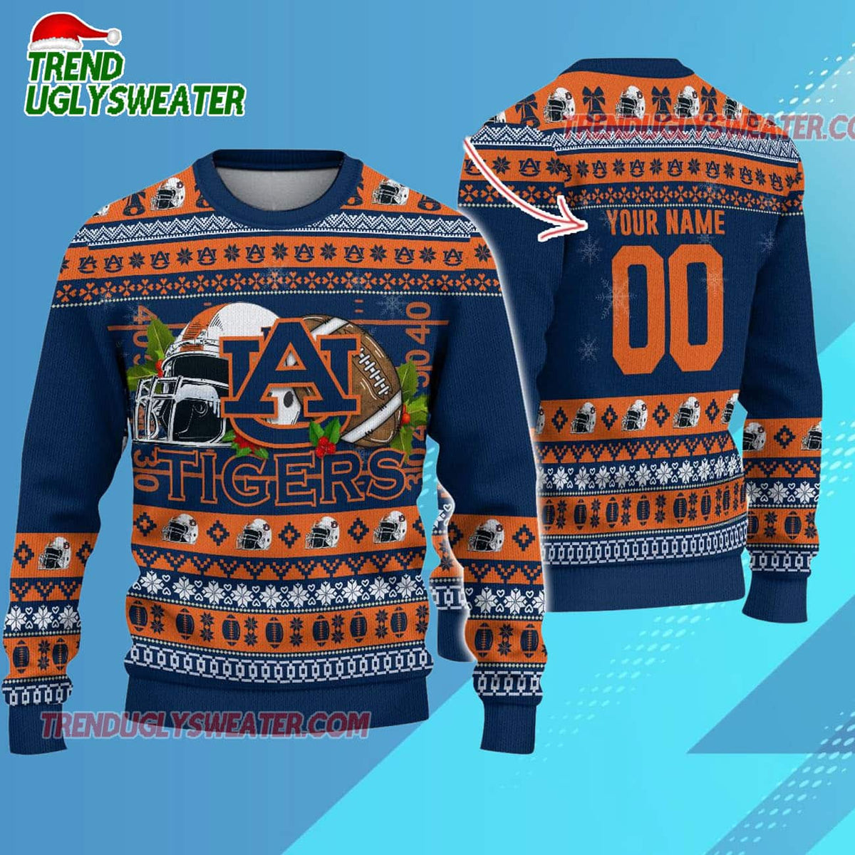 Ncaa Auburn Tigers Logo Team Football Custom Christmas Ugly Sweater