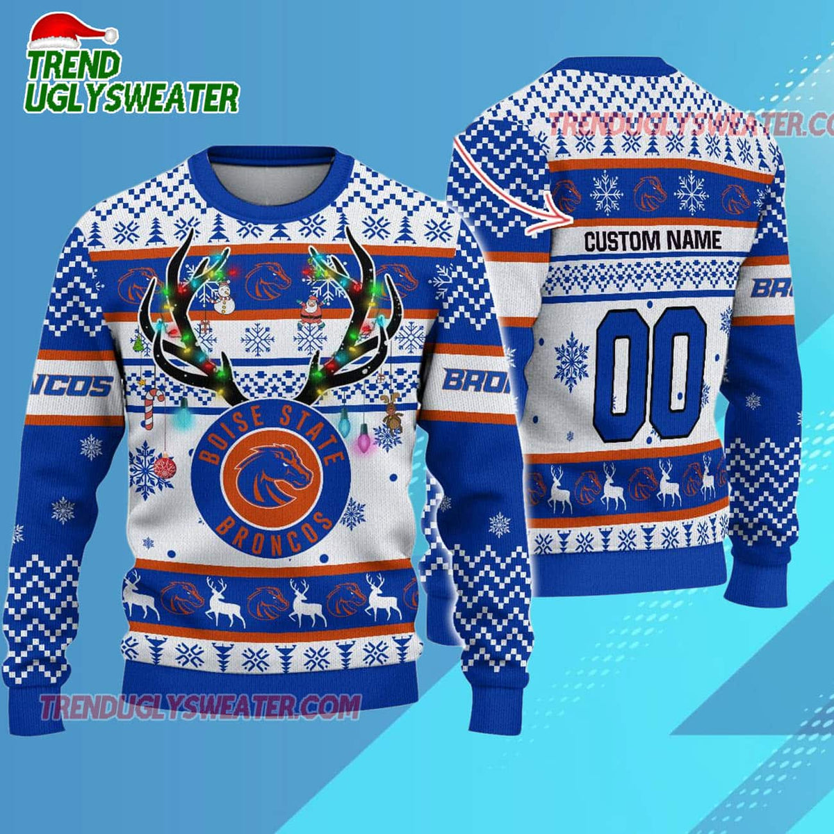 Personalized Ncaa Boise State Broncos Special Reindeer Light Ugly Christmas Sweater