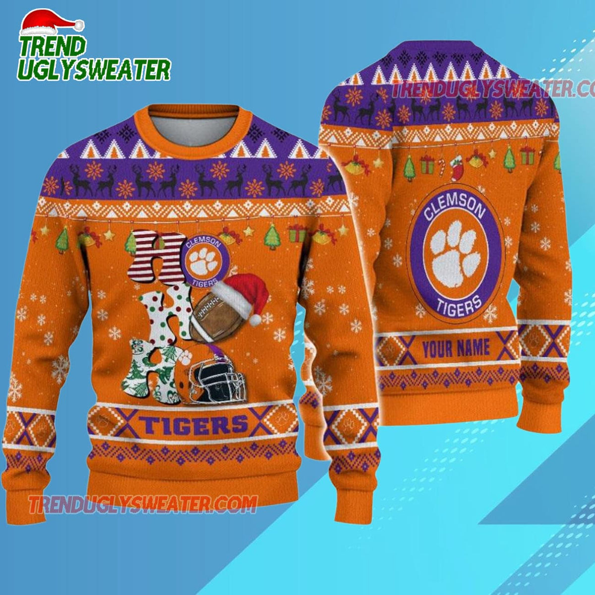 Ncaa Clemson Tigers Football Ho Ho Ho Ugly Christmas Sweater