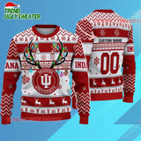 Personalized Ncaa Indiana Hoosiers Special Reindeer Light Ugly Christmas Sweater