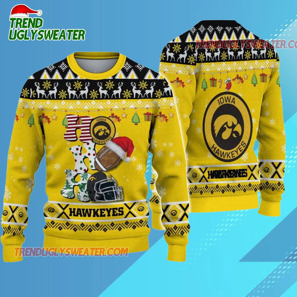 Ncaa Iowa Hawkeyes Football Ho Ho Ho Ugly Christmas Sweater