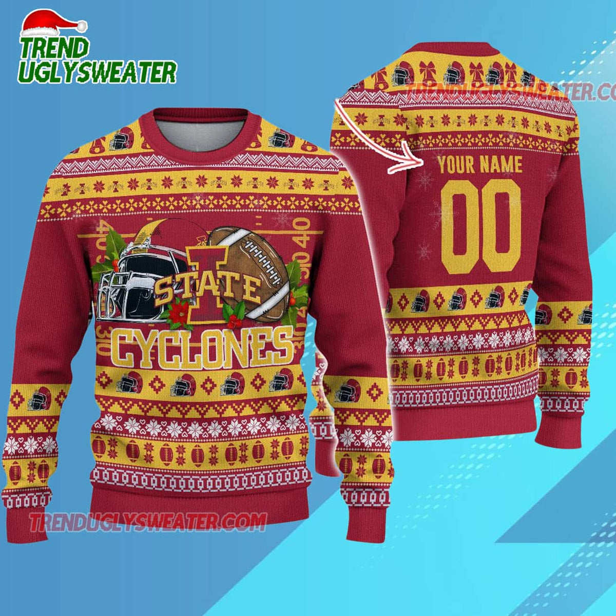 Ncaa Iowa State Cyclones Logo Team Football Custom Christmas Ugly Sweater