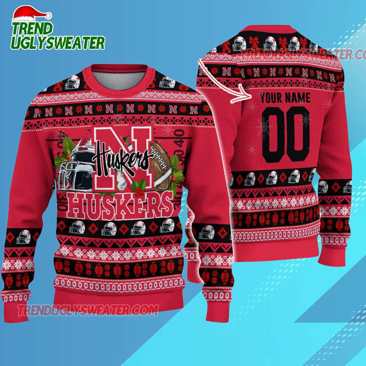 Ncaa Nebraska Cornhuskers Logo Team Football Custom Christmas Ugly Sweater