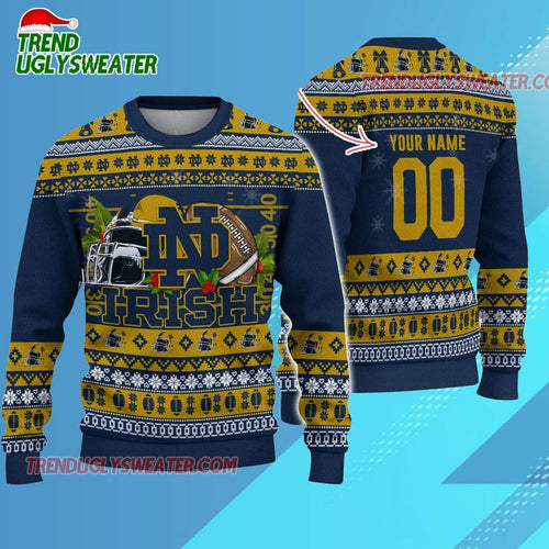 Ncaa Notre Dame Fighting Irish Logo Team Football Custom Christmas Ugly Sweater