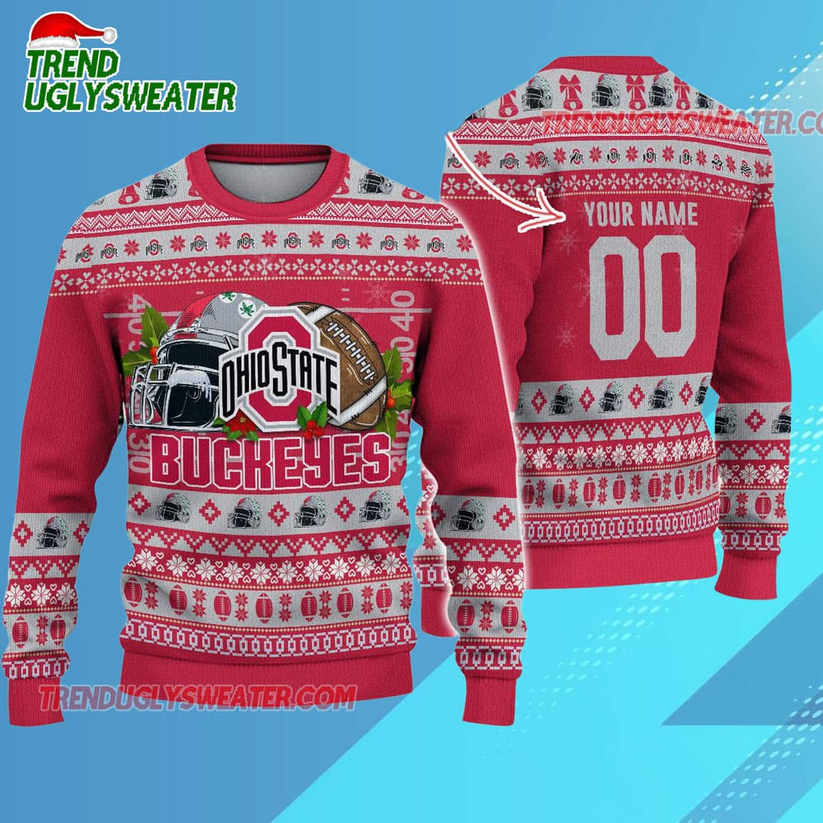 Ncaa Ohio State Buckeyes Logo Team Football Custom Christmas Ugly Sweater